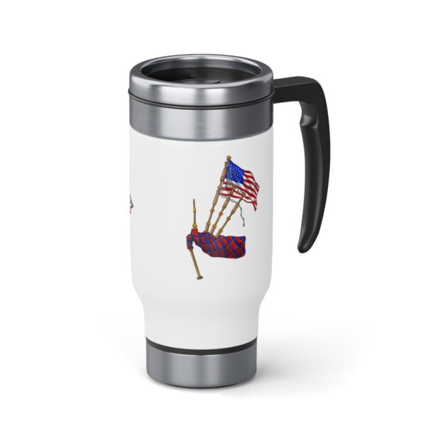 American Piping and Drumming Apparel Logo/ American Piper Stainless Steel Travel Mug with Handle, 14oz