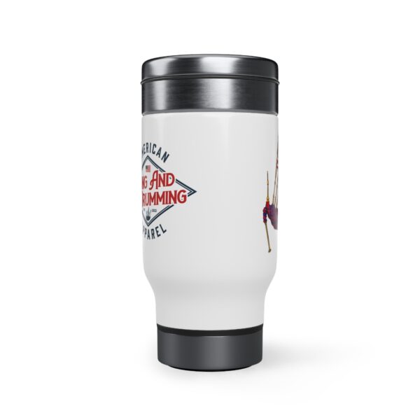 American Piping and Drumming Apparel Logo/ American Piper Stainless Steel Travel Mug with Handle, 14oz - Image 2