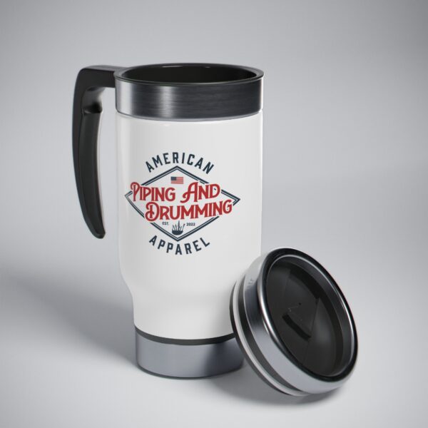 American Piping and Drumming Apparel Logo/ American Piper Stainless Steel Travel Mug with Handle, 14oz - Image 8