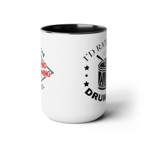 "I'd Rather Be Drumming" Two-Tone Coffee Mugs, 15oz - Image 7