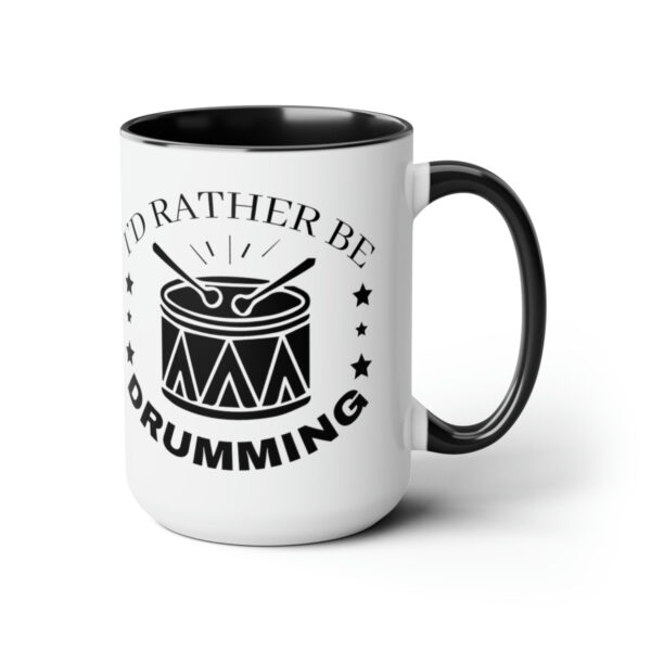 "I'd Rather Be Drumming" Two-Tone Coffee Mugs, 15oz - Image 8