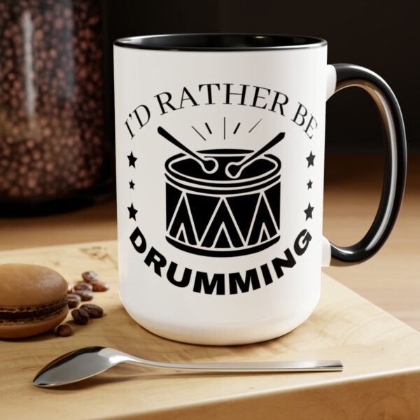 "I'd Rather Be Drumming" Two-Tone Coffee Mugs, 15oz - Image 9