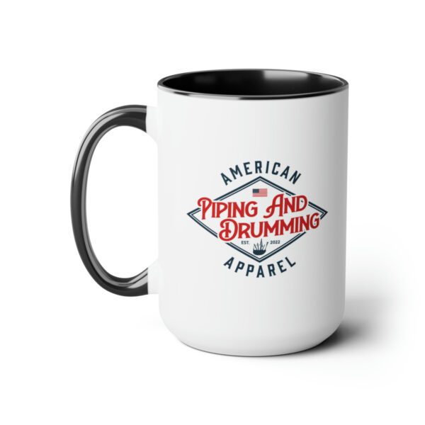 "Living on Coffee and Drums" Two-Tone Coffee Mugs, 15oz - Image 6