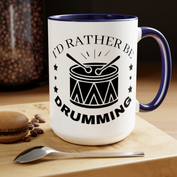 "I'd Rather Be Drumming" Two-Tone Coffee Mugs, 15oz - Image 14