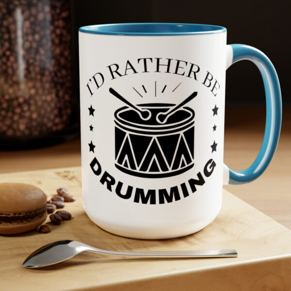 "I'd Rather Be Drumming" Two-Tone Coffee Mugs, 15oz