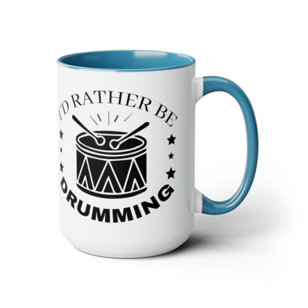 "I'd Rather Be Drumming" Two-Tone Coffee Mugs, 15oz - Image 4