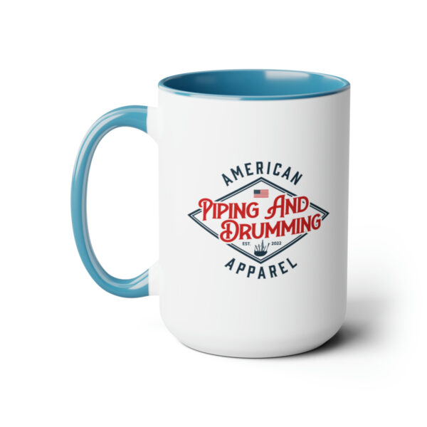 "Living on Coffee and Drums" Two-Tone Coffee Mugs, 15oz - Image 7