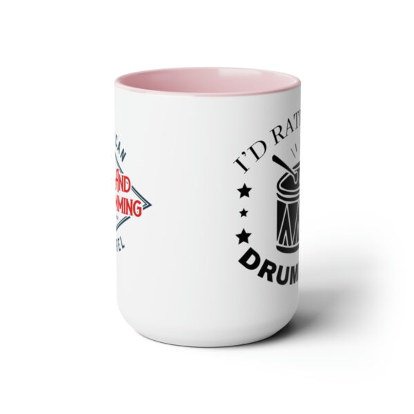 "I'd Rather Be Drumming" Two-Tone Coffee Mugs, 15oz - Image 17