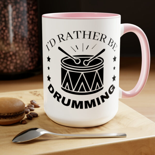 "I'd Rather Be Drumming" Two-Tone Coffee Mugs, 15oz - Image 19