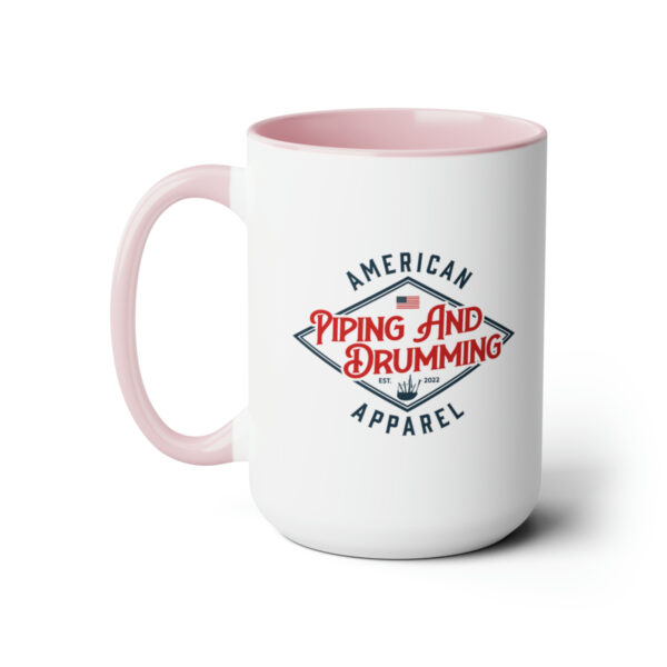 "Living on Coffee and Drums" Two-Tone Coffee Mugs, 15oz - Image 9