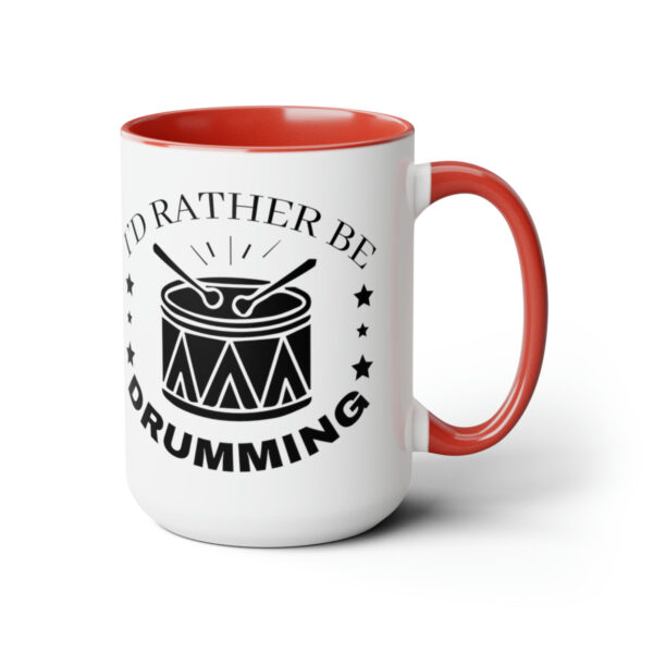 "I'd Rather Be Drumming" Two-Tone Coffee Mugs, 15oz - Image 23