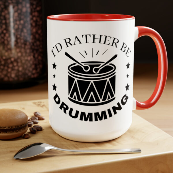 "I'd Rather Be Drumming" Two-Tone Coffee Mugs, 15oz - Image 24