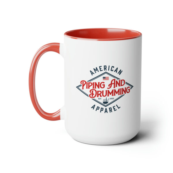 "Living on Coffee and Drums" Two-Tone Coffee Mugs, 15oz - Image 2